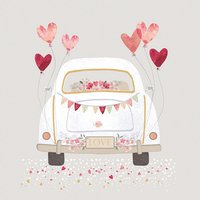 Serviette "Just Married Car" von Weiß