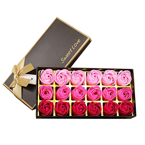 18 Stück Seife Rose Blume – Flora-Duftseife Rosenblüte – Seife mit ätherischen Ölen, Geschenk für Jahrestag/Geburtstag/Hochzeit/Valentinstag Box von Weiye