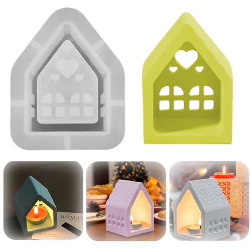 Silikonformen Gießformen Häuser Silikonform Weihnachten 3D Silikonform Haus Kerzenhalter Silikonform Weihnachten Silikonformen Gießformen, für DIY Handwerk, Weihnachten, Handgefertigte Seife,Gips von Wekuw