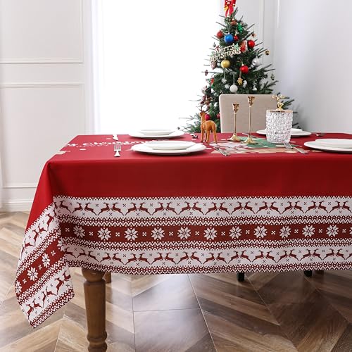 Wekwch Tischdecke mit Weihnachtsmann-Druck, rechteckig, wasserabweisend, Tischdecke für Esszimmer, 152,4 x 271,2 cm von Wekwch