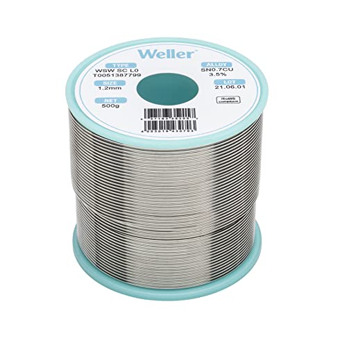 Weller WSW SC L0 (T0051387799) Bleifreier Lötdraht, Ø 1,2 mm, Legierung Sn99,3Cu0,7, Flussmittelgehalt 3,5%, 500 g von Weller