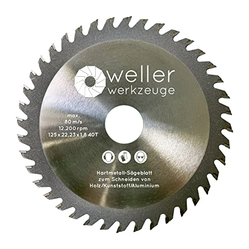 WELLERWERKZEUGE | Hartmetall Allesschneideblatt Sägeblatt 125mm 40 Zähne TCT Aluminium Kupfer Holz Ne metalle Trennscheibe von Wellerwerkzeuge