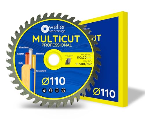 WELLERWERKZEUGE | Profi MULTICUT Sägeblatt Kreissägeblatt 110x20mm 40 Zähne für Aluminium Kupfer Holz Ne Metalle Trennscheibe von Wellerwerkzeuge