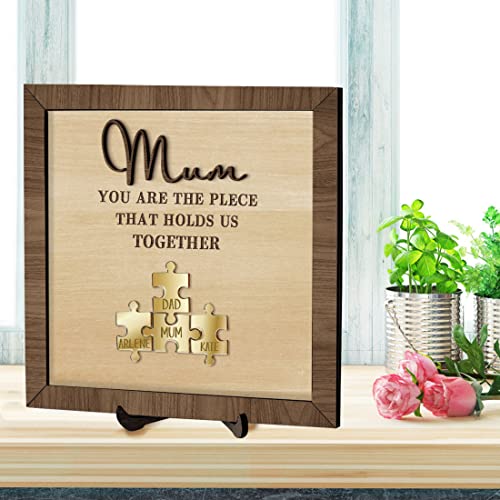 Personalisiertes Puzzle-Handwerk-Muttertags-Puzzle-Schild Sie sind das Stück, das Uns zusammenhält Plaque Mom's Puzzle Stück Rahmen mit 1-15 Kindernamenanzeigerahmen von Wellhoope