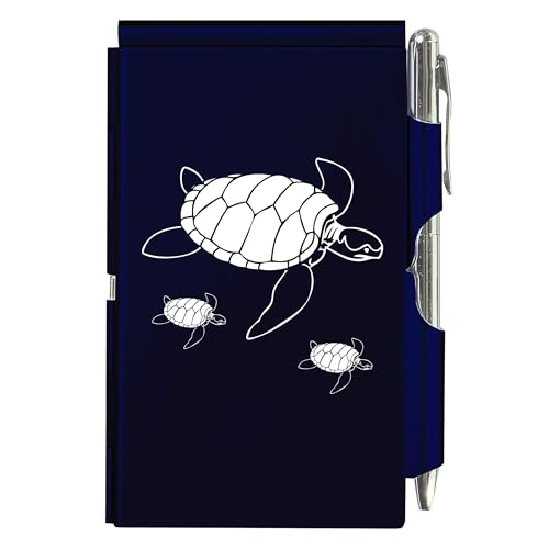 Wellspring Blue Turtles Notizblock für Notizen, Taschennotizbuch mit Stifthalter, kleiner Notizblock für tägliches Notizen, Notizbuch Journal für Arbeit, Mini-Notizblock für Tagesjournal und Listen von Wellspring