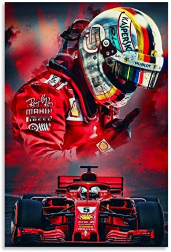 5D Diamant Painting Set FüR Erwachsene Und Kinder Sebastian Vettel F1 Rennfahrer Plakatmalerei DIY Diamond Painting Kristall Strass Diamant Stickerei GemäLde 15.7"x19.7"(40x50cm) Kein Rahmen von Welmini