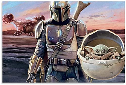 5D Diamant Painting Set FüR Erwachsene Und Kinder Star Wars Mandalorian Puzzle und Bild Modern DIY Diamond Painting Kristall Strass Diamant Stickerei GemäLde 23.6"x35.4"(60x90cm) Kein Rahmen von Welmini