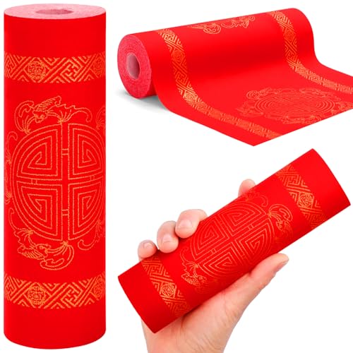 Rote Xuan-Papierrolle, chinesisches Kalligraphie-Papier mit 17 cm x 20 m, Frühlingsfest-Rollen, rotes Papier, dickes chinesisches Paare/Chunlian/Duilian/Reisrotes Papier (Fu) von Welpurch