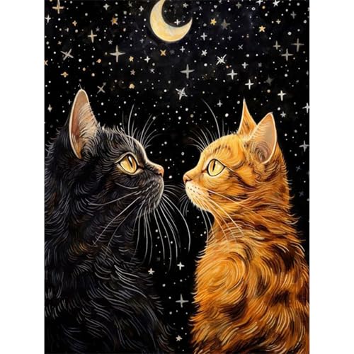 Wenfdrtr Diamond Painting Erwachsene Katze- Diamant Painting Bilder Katzen, 5D Crystal Art, Diamant Malerei Tiere für Home Deko Geburtstag 30x40cm von Wenfdrtr