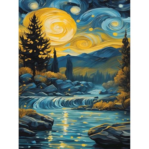 Wenfdrtr Diamond Painting Erwachsene Mond- Diamant Painting Bilder Wald, 5D Crystal Art, Diamant Malerei Landschaft für Geschenk Zuhause Wanddekoration 30x40cm von Wenfdrtr