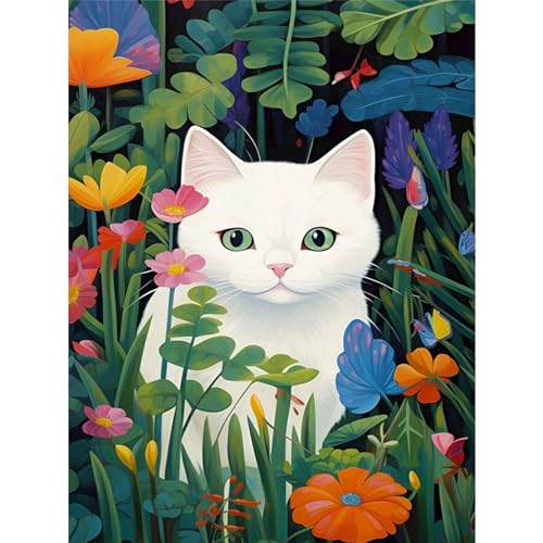 Wenfdrtr Katze Diamond Painting Erwachsene-Katze Diamant Painting Bilder Erwachsene, 5D Cat Diamond Painting Set Perfekt für Home Wand Dekor(30x40cm) von Wenfdrtr