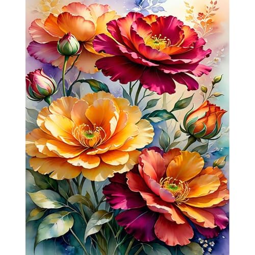 Wenfdrtr Malen Nach Zahlen Erwachsene Blumen- Flower Paint by Numbers Adult, Flowers Painting by Numbers, Blume Ölgemälde Bastelset Erwachsene für Kunsthandwerk Geschenk 40x50 cm (Ohne Rahmen) von Wenfdrtr