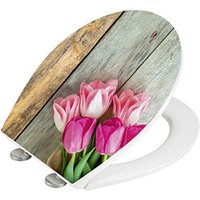 WENKO WC-Sitz mit Absenkautomatik Tulip grau, rosa von Wenko