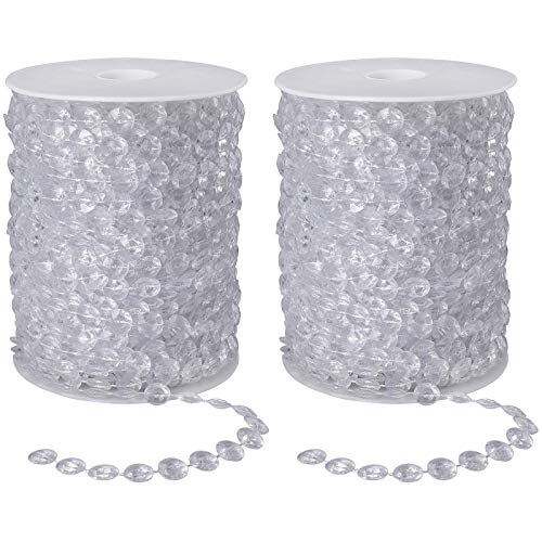 2 Rollen Kristall Diamant Girlande Acryl Hochzeit Party Deko Perlenvorhang Tischdeko Strang, Acryl Perlen Rollen, für Strand Hängende Vorhang Tropfen Ausgangs Dekoration(Transparent, Mehrfarbig) von Wenlai