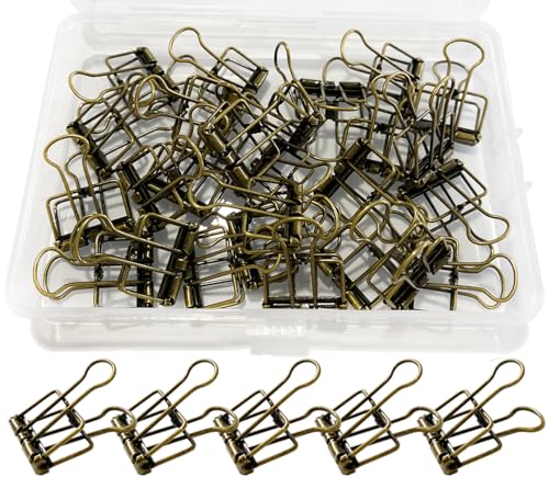 Wenlly 25 Stück Metalldrahtbinder-Clip-Set, Mehrzweck-Büroklammern, hohle Büroklammern, 20 mm, kleine Büroklammern für Büro, Schulbedarf, Bronze von Wenlly