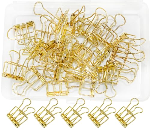 Wenlly 25 Stück Metalldrahtbinder-Clip-Set, Mehrzweck-Büroklammern, hohle Büroklammern, 20 mm, kleine Büroklammern für Büro, Schulbedarf, Gold von Wenlly