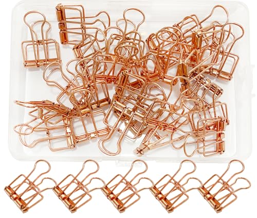 Wenlly 25 Stück Metalldrahtbinder-Clip-Set, Mehrzweck-Büroklammern, hohle Büroklammern, 20 mm, kleine Büroklammern für Büro, Schulbedarf, Roségold von Wenlly