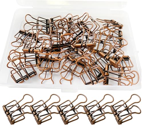 Wenlly 25 Stück Metalldrahtbinder-Clip-Set, Mehrzweck-Büroklammern, hohle Büroklammern, 20 mm, kleine Büroklammern für Büro, Schulbedarf, Rot-Bronze von Wenlly