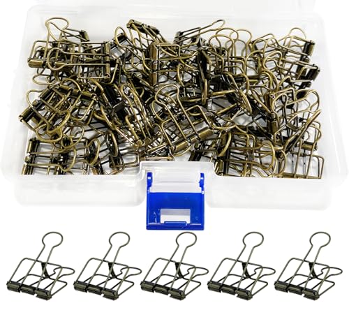 Wenlly 50 Stück Metalldrahtbinder-Clip-Set, Mehrzweck-Büroklammern, hohle Büroklammern, 20 mm, kleine Büroklammern für Büro, Schulbedarf, Bronze von Wenlly