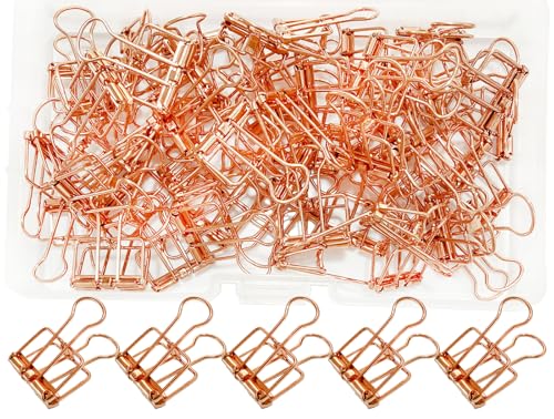 Wenlly 50 Stück Metalldrahtbinder-Clip-Set, Mehrzweck-Büroklammern, hohle Büroklammern, 20 mm, kleine Büroklammern für Büro, Schulbedarf, Roségold von Wenlly