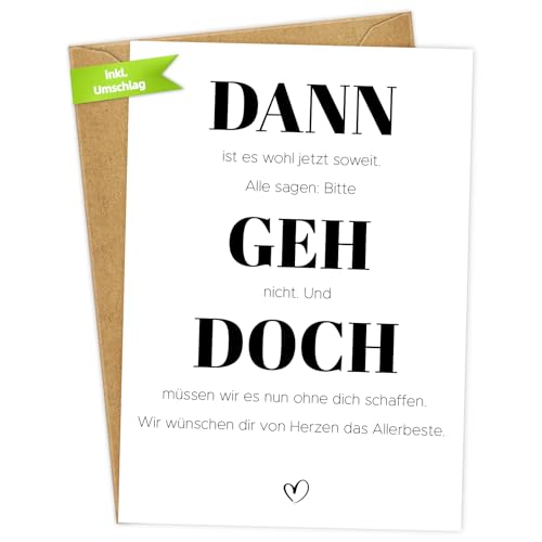 WenmthG - Abschiedskarte (A6, Klappkarte inkl. Umschlag) - Karte zum Abschied Kollegin & Kollege - Lustig Karte zum Ruhestand - Abschiedsgeschenk für Kollegin Rente - liebevolle Karte zum Ruhestand von WenmthG