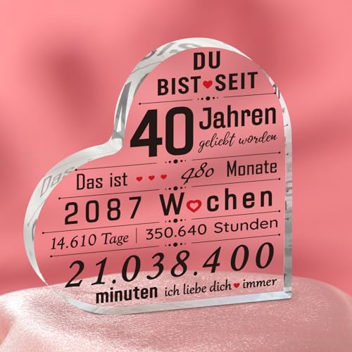 WenmthG - Rubinhochzeit Geschenke - Acryl Dekoration mit Romantischen Text - Geschenke zum 40 Jahrestag - 40 Hochzeitstag Geschenke für Eltern Frauen, Ehepaar von WenmthG