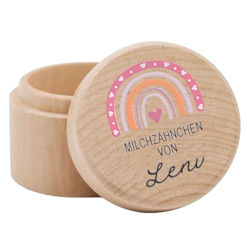 Wennala Zahndose Milchzähne Mädchen Jungen,Milchzahndose Personalisiert aus Holz,Zahnbox Holz MilchzäHne Box,Baby Milchzähne Box Als Geschenk Zum Geburtstag Oder Taufe von Wennala