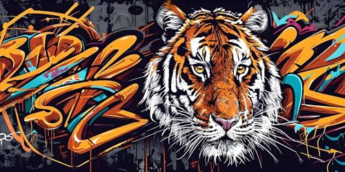 Malen Nach Zahlen Erwachsene Doodle Tiger Malen Nach Zahlen Kinder, DIY Handgemalt Ölgemälde Kit für Anfänger und Erwachsene mit 6-Pinseln und Acrylfarbe, Paint by Numbers Set 100x200cm Y-9548 von Wenpeef