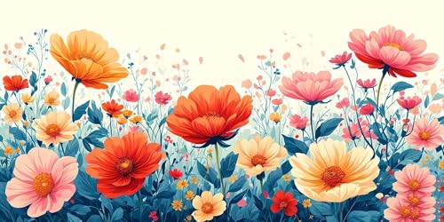 Malen Nach Zahlen Erwachsene Mohnblumen Meer der Blumen Malen Nach Zahlen Kinder, Handgemalt Ölgemälde Kit für Anfänger Erwachsene mit 6-Pinseln und Acrylfarbe, Paint by Numbers Set 100x200cm Y-10274 von Wenpeef