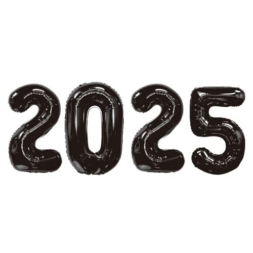 16 Zoll 2025 Luftballons für Happy Graduation Nummer 2025 Folienballons für Silvester Jahrestag Hochzeit Abschluss Dekor Supplies, Schwarz von Wenplus