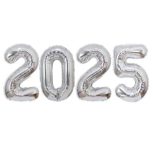 16 Zoll 2025 Luftballons für Happy Graduation Nummer 2025 Folienballons für Silvester Jahrestag Hochzeit Abschluss Dekor Supplies, Silber von Wenplus