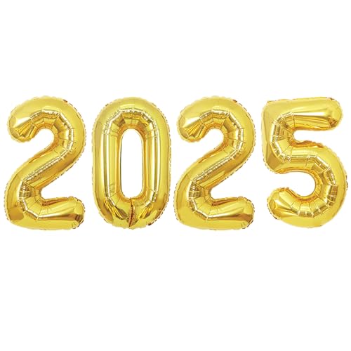 40,6 cm 2025 Luftballons für Happy Graduation Nummer 2025 Folienballons für Silvester Jahrestag Hochzeit Abschluss Dekor Supplies, Gold von Wenplus