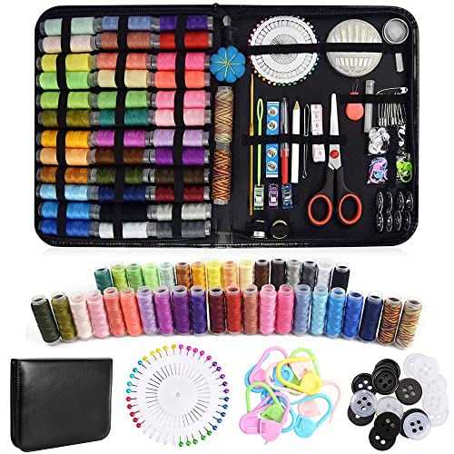 Nähset Mit 183 Teilen Nähzubehör, Sewing Kit, Nadel Und Faden Set, Nähzeug, Nähset Grundausstattung, 38 Garnrollen Enthalten, Mit Pu-Koffer, Nähzubehör Für Anfänger, Reisende, Verwandte Und Freunde von Wenrou