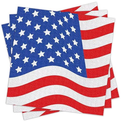 Wentsent Servietten Amerika, 48 Stars Stripes Servietten, USA Flagge Papierservietten, Vereinigte Staaten Amerika Tischdeko Passend für amerikanische Mottoparty Veteranentag Wahltag Unabhängigkeitstag von Wentsent