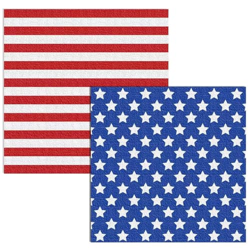 Wentsent Servietten Amerika, 48 USA Flagge Servietten, Stars Stripes Papierservietten, Vereinigte Staaten Amerika Tischdeko Passend für amerikanische Mottoparty Veteranentag Wahltag Unabhängigkeitstag von Wentsent