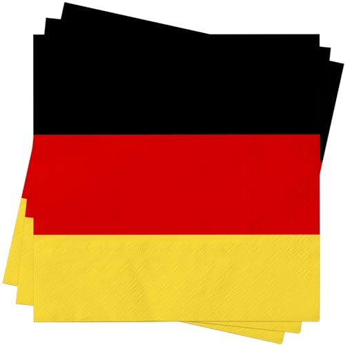 Wentsent Servietten Deutschland, 80 Stück Schwarz Rot Gelb Einwegservietten Deutschland Flagge Party Tisch Deko für Fußball WM EM von Wentsent