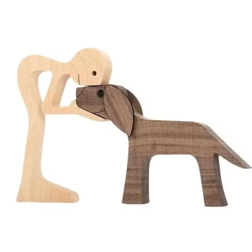 Welpen Holzschnitz Ornamente, Holzfigur für Hunde Herzerwärmendes Geschenk Handgemachte Hund Holzschnitzerei Welpe Holz Handwerk Skulptur Für Hundeliebhaber, Bastelfigur, Holz, Zuhause, Büro von Wenxiaw