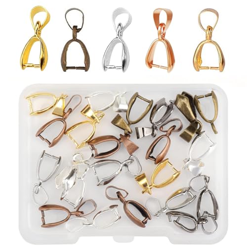 100 Pcs Pinch Clip Für Schmuck Diy Gold Silber Anhängerschlaufe Anhänger Kettenverschluss Clip Oesen Schmuck Für Diy,Zubehör Schmuck,Collierschlaufen(Gold, Silber, Grün, Roségold, Hellgold)15mmx6.5mm von Wenyue