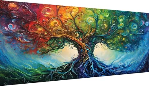 5D Baum Diamond Painting XXL 50x100cm, Diamant Painting Bilder Abstrakt Diamond Painting Erwachsene Mosaikherstellung, Full Runden Steine Crystal Strass Stickerei Diamant kunst,Deko wohnzimmer WE-3563 von Weoqion