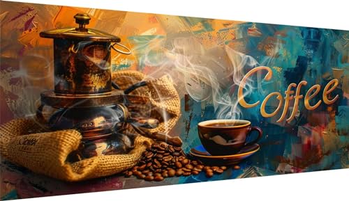 5D Kaffee Diamond Painting XXL 100x220cm, Diamant Painting Bilder Essen Diamond Painting Erwachsene Mosaikherstellung, Full Runden Steine Crystal Strass Stickerei Diamant kunst,Deko wohnzimmer WE-2413 von Weoqion