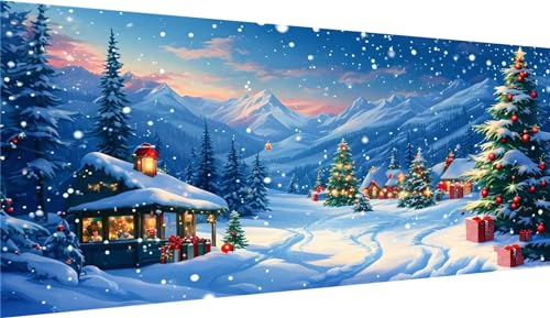 5D Weihnachten Diamond Painting XXL 50x100cm, Diamant Painting Bilder Landschaft Diamond Painting Erwachsene, Full Eckige Steine Crystal Strass Stickerei Diamant kunst Set, Deko wohnzimmer WE-3445 von Weoqion