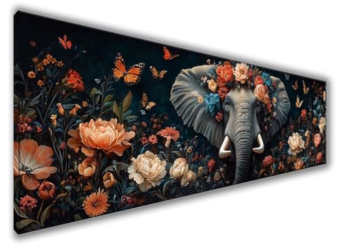 Diamond Painting Elefant Diamond Painting Erwachsene,5D Diamant Painting Bilder Blume Diamond Painting Kinder Bastelset Kinder ab 6 jahre,DIY Erwachsene Malerei Stickerei Kreuzstich 180x60cm WQ-577 von Weoqion