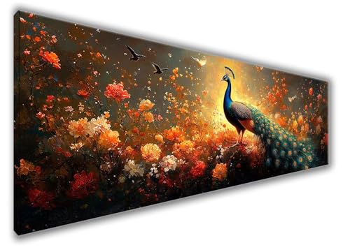 Diamond Painting Erwachsene, 5D Diamond Painting Blume Diamond Painting Zubehör, DIY Set Erwachsene Pfau Diamant Kunst Kits, Mosaikherstellung, Kreativ Set Erwachsene Geschenke, Deko 120x40cm WQ-203 von Weoqion