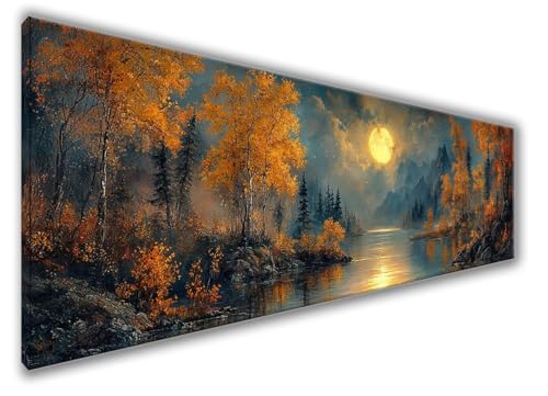 Diamond Painting Erwachsene, 5D Diamond Painting Mond Diamond Painting Zubehör, DIY Set Erwachsene Ahornblatt Runde Steine Diamant Kunst Kits, Kreativ Set für Erwachsene Geschenke,Deko 180x60cm WQ-575 von Weoqion