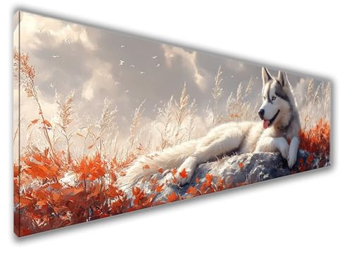 Diamond Painting Erwachsene Groß XXL 150x50cm Diamond Painting Tier Diamant Painting Bilder Anfänger, Diamond Painting Wolf Bastelset Mädchen, Stickerei Kreuzstich Set Deko Wohnzimmer, Männer WQ-303 von Weoqion