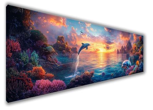 Diamond Painting Erwachsene Groß XXL 180x60cm Diamond Painting Delphin Diamant Painting Bilder Anfänger, Diamond Painting Himmel Bastelset Mädchen, Stickerei Kreuzstich DIY Set Deko Wohnzimmer WQ-210 von Weoqion