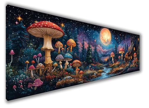 Diamond Painting Erwachsene Groß XXL 180x60cm Diamond Painting Mond Diamant Painting Bilder Anfänger, Diamond Painting Pilz Bastelset Mädchen, Stickerei Kreuzstich Set Deko Wohnzimmer, Männer WQ-540 von Weoqion