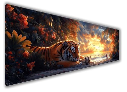 Diamond Painting Erwachsene Groß XXL 180x60cm Diamond Painting Tiger Diamant Painting Bilder Anfänger, Diamond Painting Strand Bastelset Mädchen, Stickerei Kreuzstich DIY Set Deko Wohnzimmer WQ-201 von Weoqion