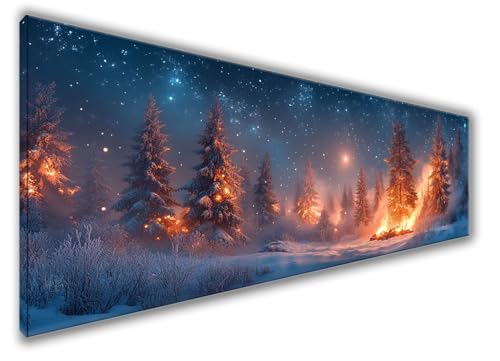 Diamond Painting Erwachsene Groß XXL 180x60cm Diamond Painting Winter Diamant Painting Bilder Anfänger, Diamond Painting Feuer Bastelset Mädchen, Stickerei Kreuzstich DIY Set Deko Wohnzimmer WQ-213 von Weoqion