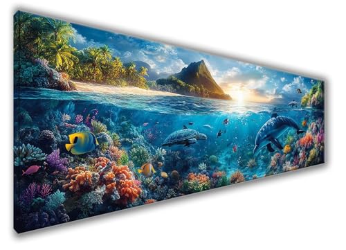 Diamond Painting Erwachsene Groß XXL 210x70cm Diamond Painting Delphin Diamant Painting Bilder Anfänger, Diamond Painting Berg Bastelset Mädchen, Stickerei Kreuzstich DIY Set Deko Wohnzimmer WQ-195 von Weoqion